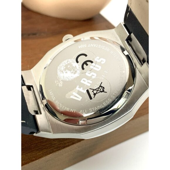 Versus by Versace Mens Watch VSP1P1121 Quartz Blue Gray Dial Silver Leather 42mm - Picture 6 of 14